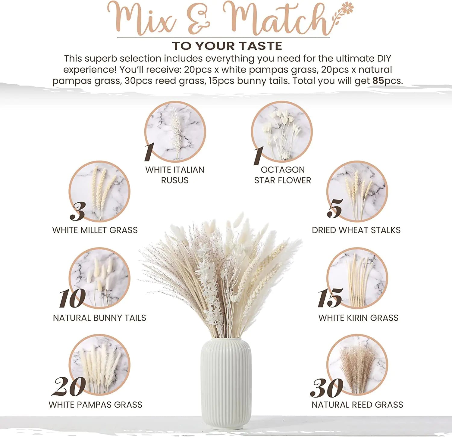 Amazon Wholesale Dried Flower Bouquet - Bunny Tail Grass